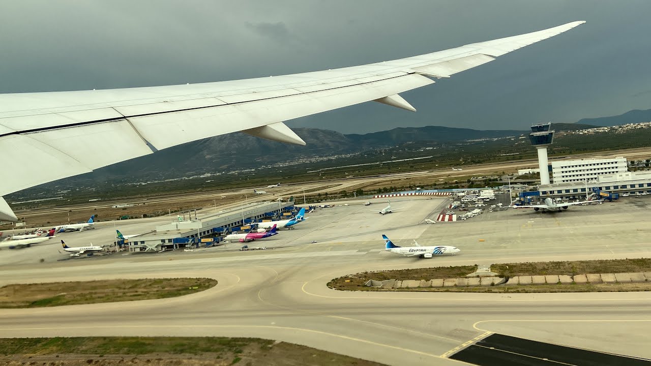 United Airlines Boeing 787-8 Pushback and Takeoff from Athens (ATH)