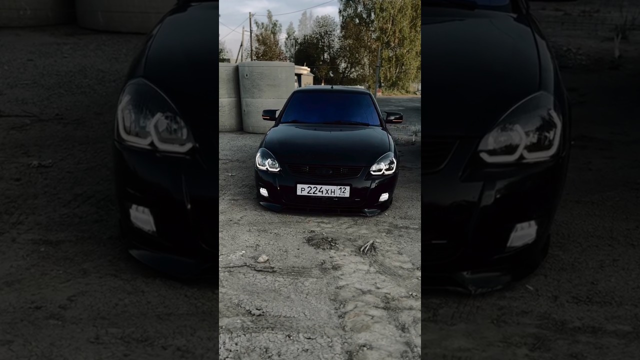 Фары Лада Приора в стиле BMW с ДХО (черные)🔥#ваз #лада #приора #тюнинг