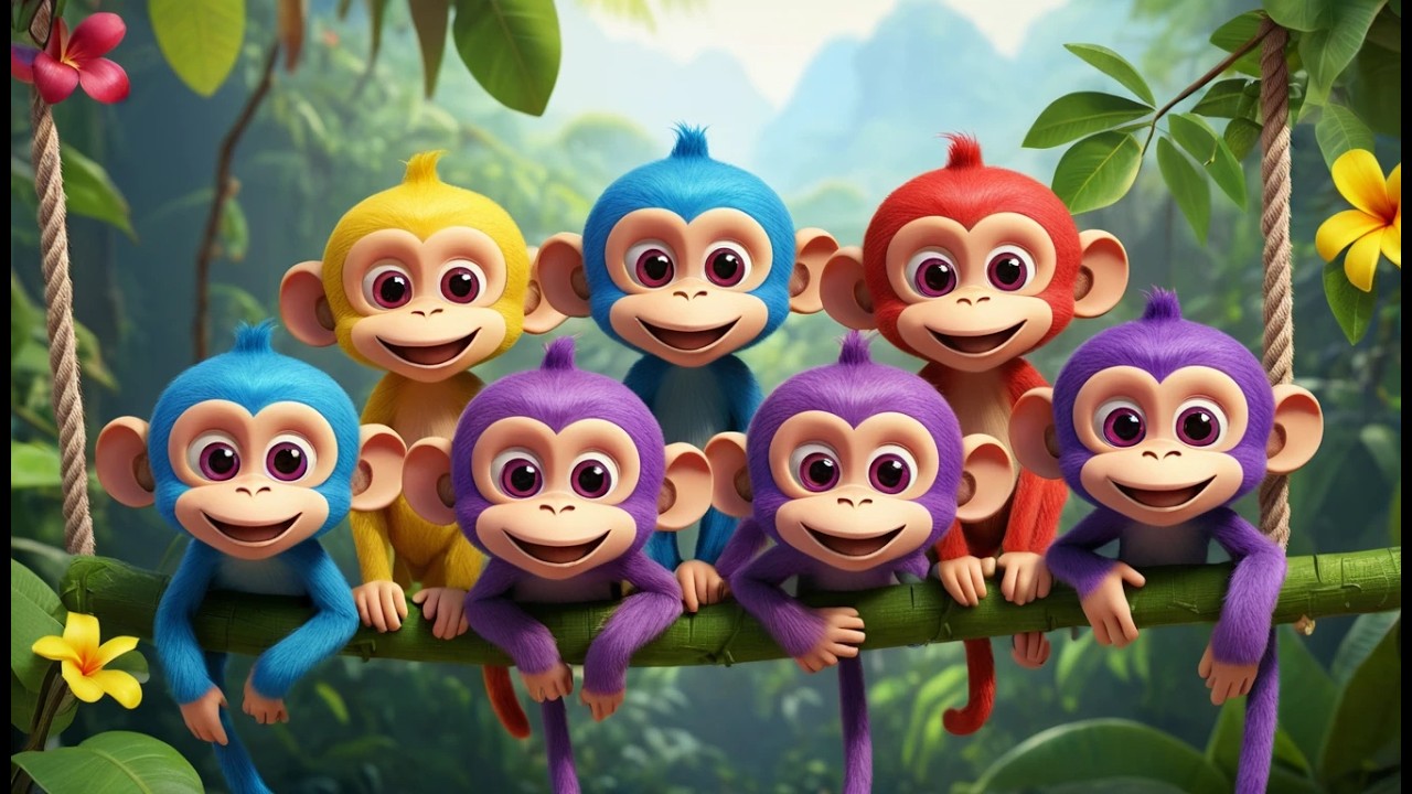 Five Little Monkeys Swing Swing Swing | Jungle Adventure & Animal Songs