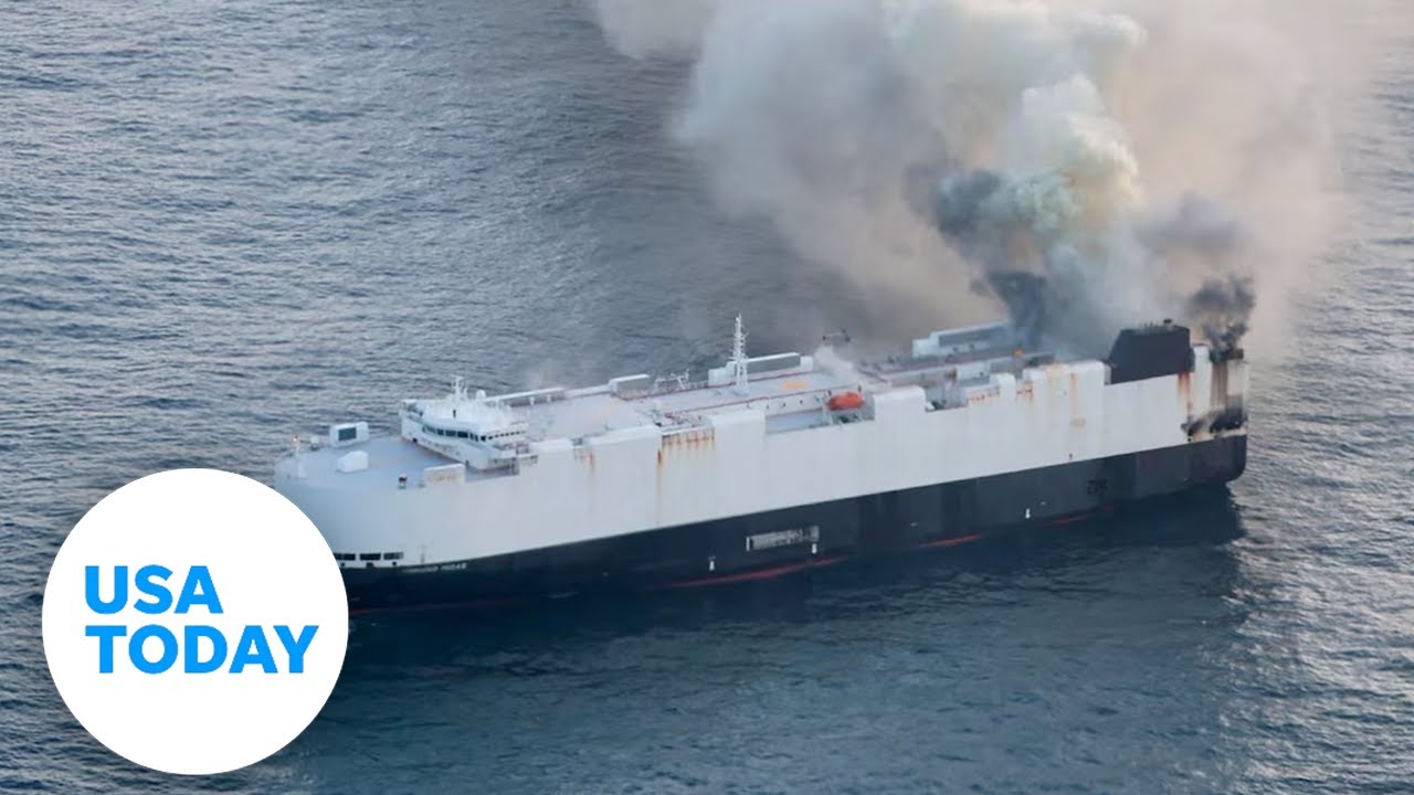 Cargo ship carrying electric vehicles catches fire, crew abandons ship