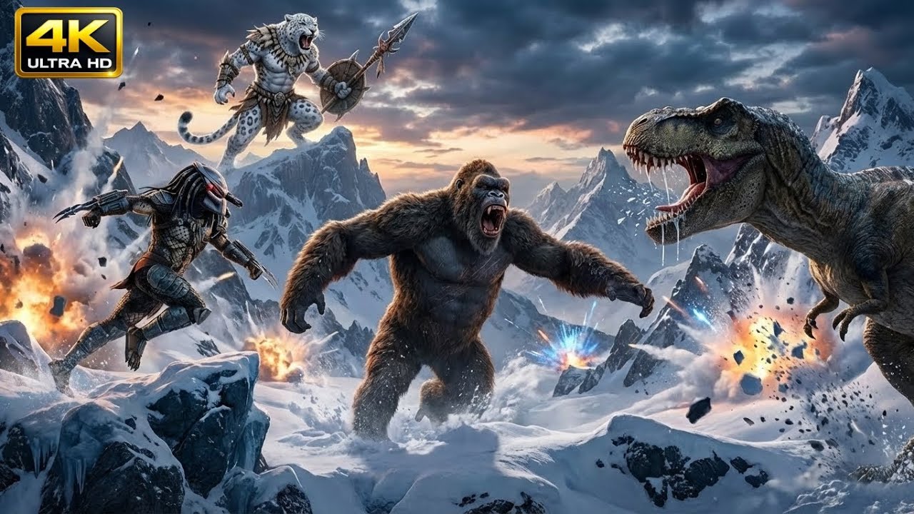 KING KONG vs PREDATOR vs T-REX: Monster Battle | Rescuing the Alpha Leopard (AI short Film)