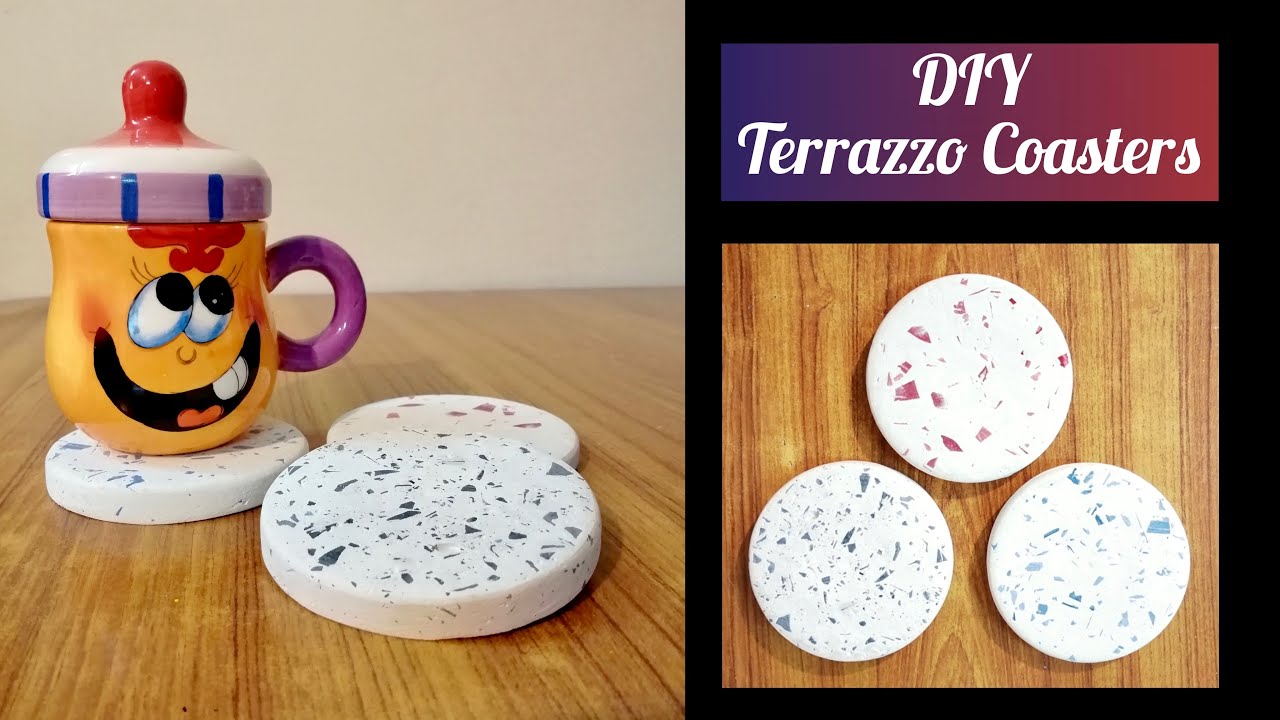 Make Terrazzo Coasters at Home using White Cement | DIY Terrazzo Coasters | Daily Art