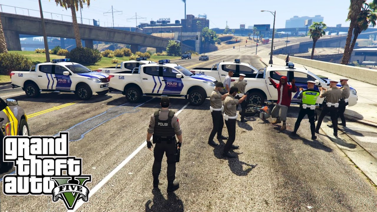 Patroli Penangkapan Begal Motor Dijalan Raya! GTA 5 Mod Polisi Indonesia