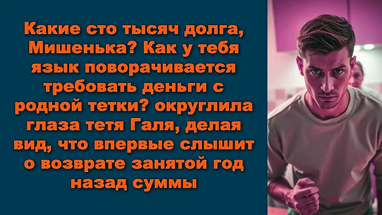 Какие сто тысяч долга, Мишенька? Как у тебя язык поворачивается требовать деньги с родной тетки