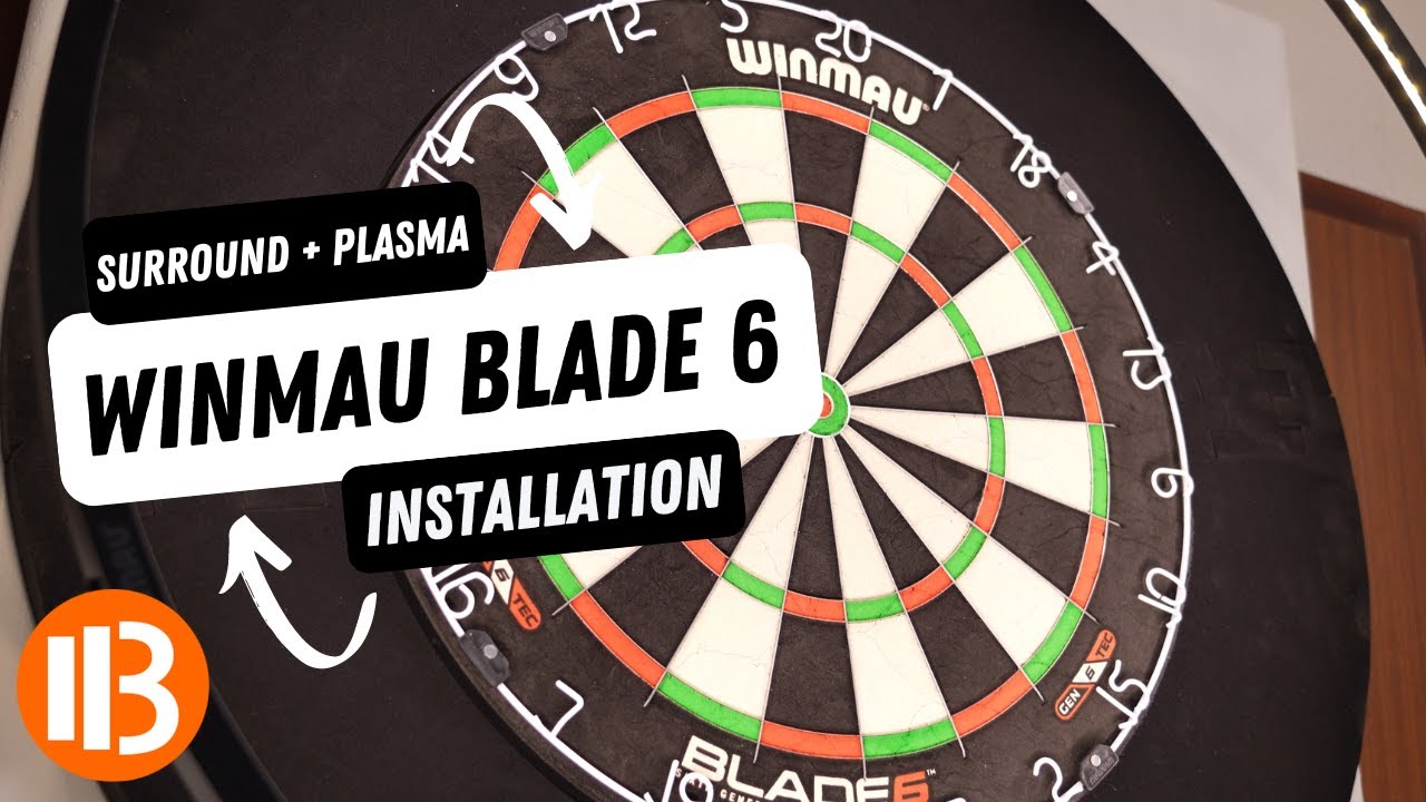 Winmau Blade 6 Dartscheibe + Surround + Plasma Licht Installation 🎯