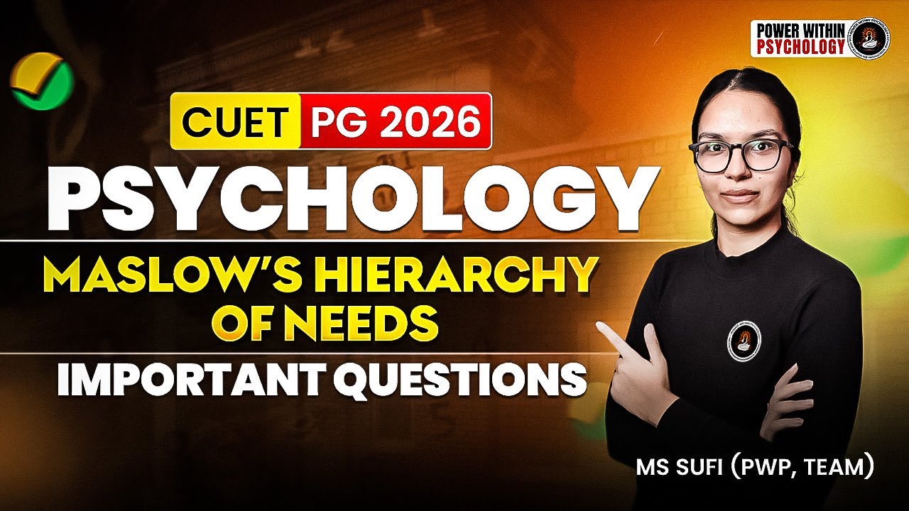 CUET PG Psychology 2026 | Maslow’s Hierarchy of Needs Most Important Questions