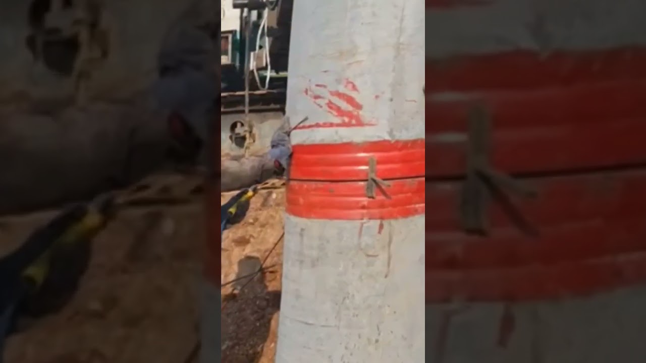 Welding the Spun Pile Joint in Action! 🔥