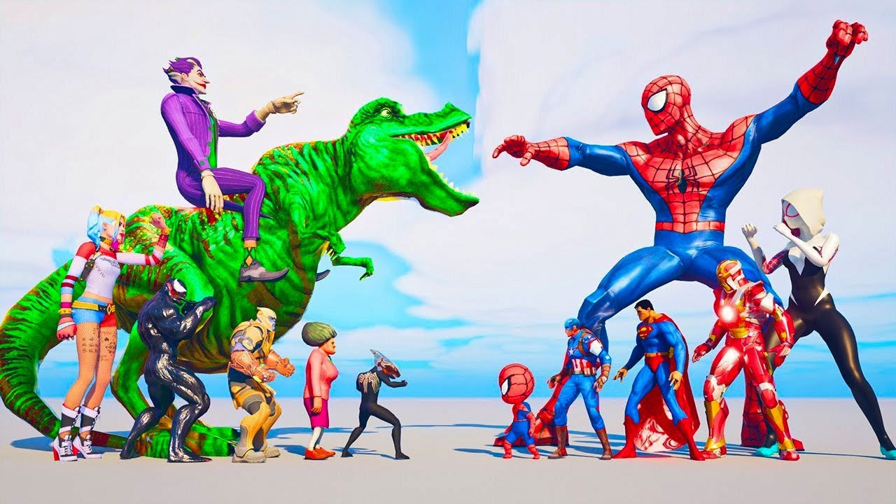 Superheroes Spiderman Horse Racing Challenge with Scary Teacher vs Spiderman, Hulk, Iron Man, Batman