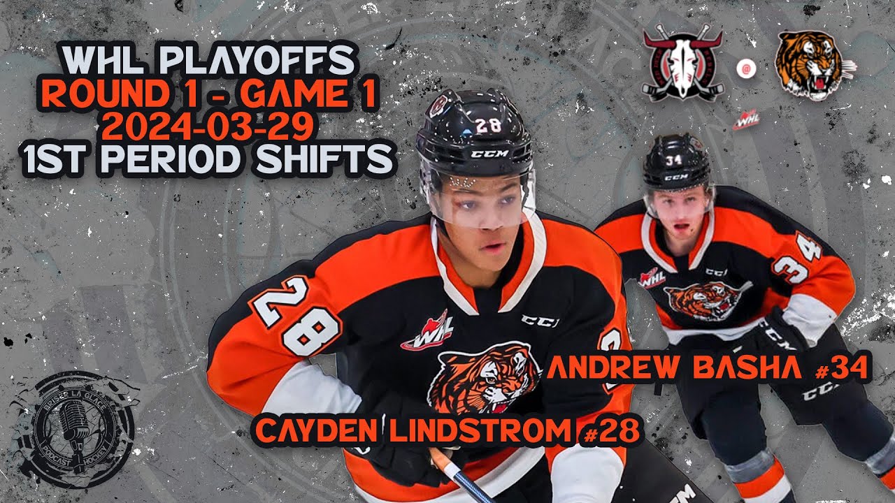 Cayden Lindstrom (28) & Andrew Basha (34) - SHIFTS - (2024-03-29, round 1, game 1, 1st period) WHL