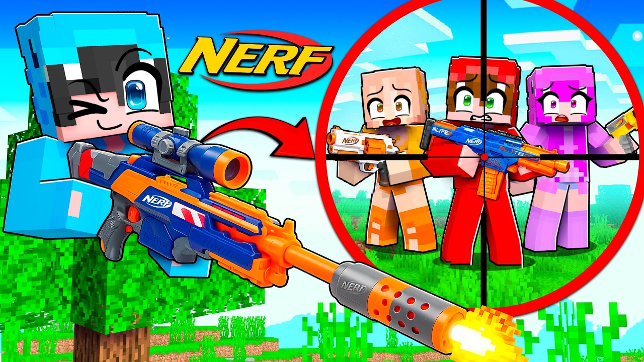 Использую ОРУЖИЕ NERF, Чтобы ЗАТРОЛЛИТЬ Друзей в Minecraft...