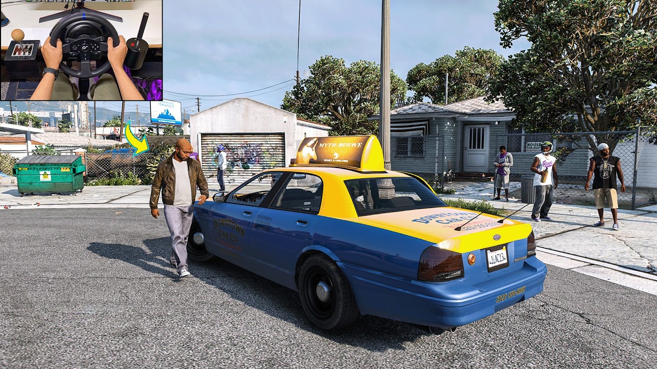 GTA 5 - DownTown Cab Co Job in San Andreas | Steering Wheel Gameplay