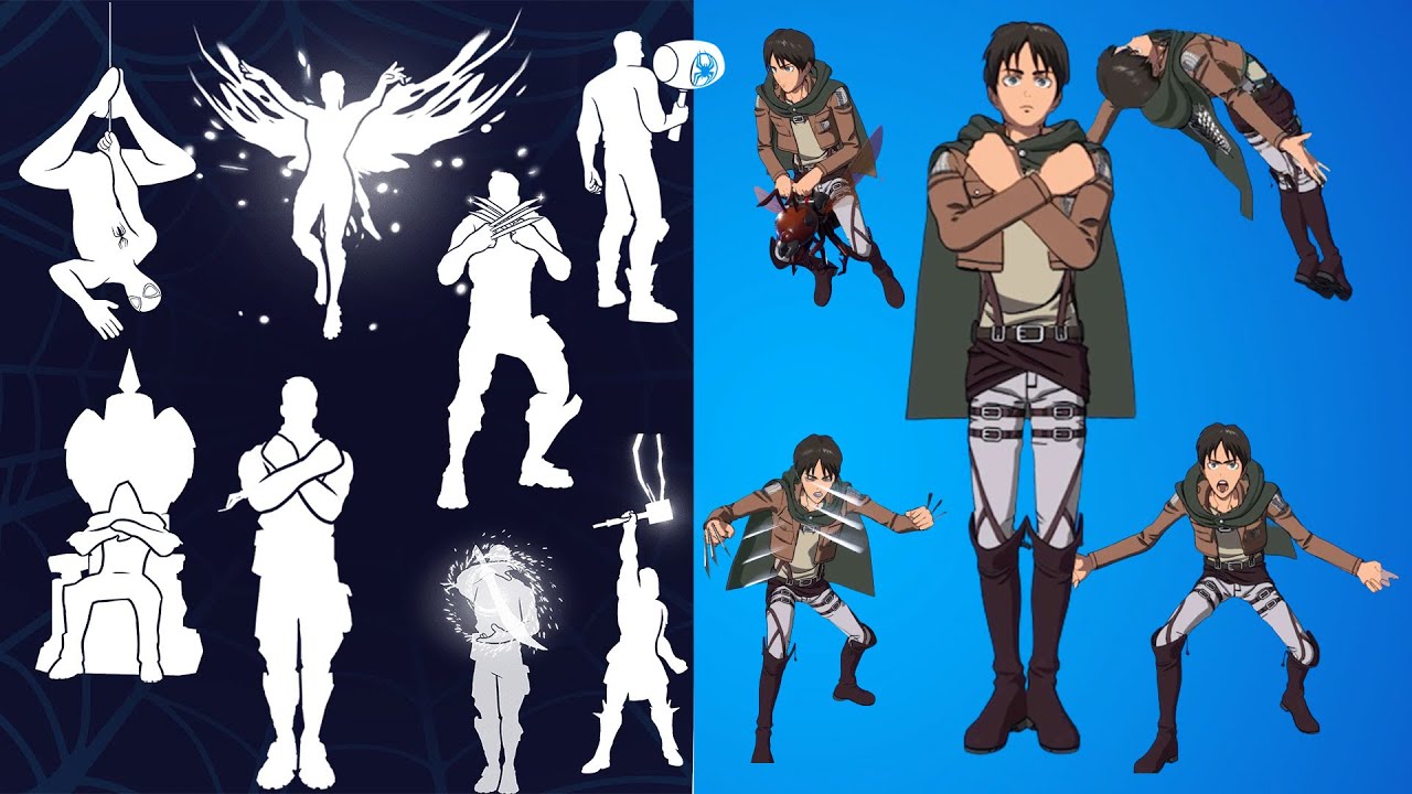 All Marvel Emotes by EREN JAEGER (built-in emotes included) | Fortnite