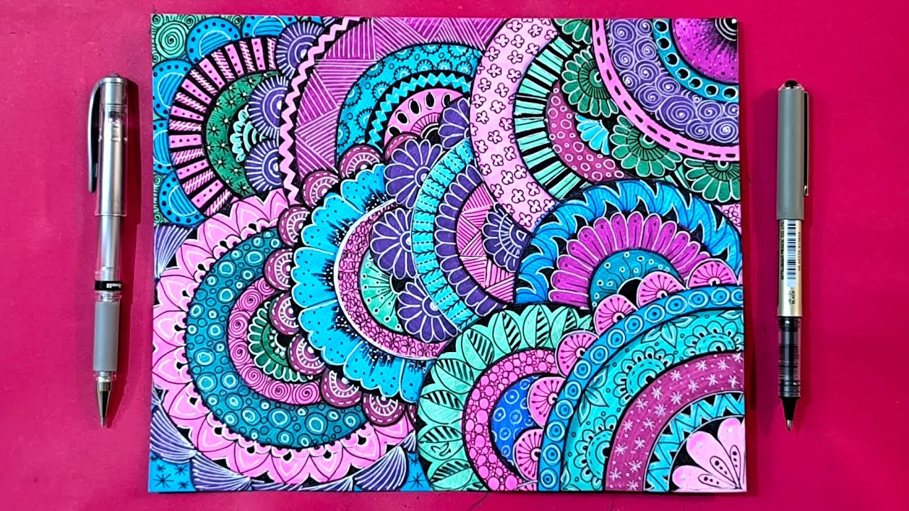 How to Draw a Stunning Circular Zentangle | Relaxing Pink & Blue Art for Beginners
