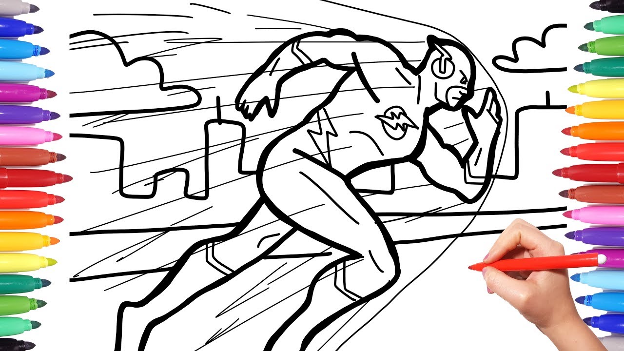 How to Draw Flash, Flash Coloring Pages for Kids, Flash Justice League Superheroe