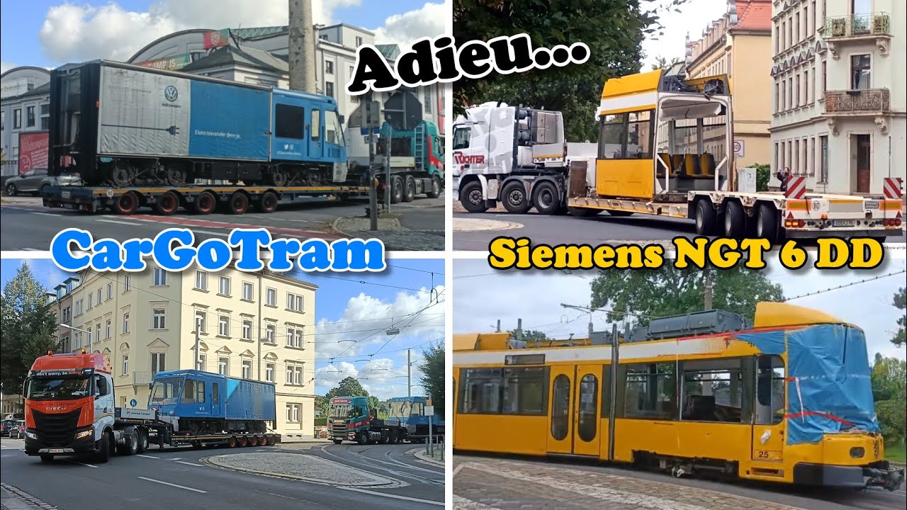 Straßenbahn Dresden - Abtransport NGT6DD + CarGoTram 2025