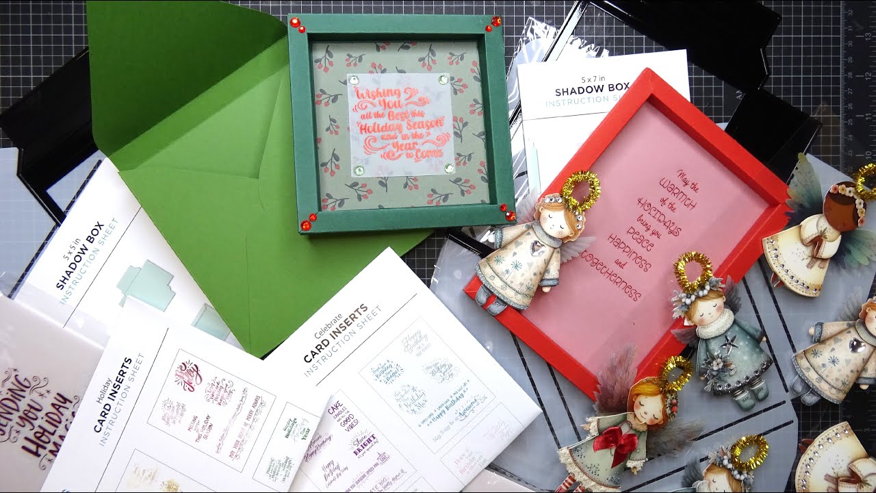 Diamond Press Shadow Box Dies and Envelope Stencils, Card Inserts & 3D Angel Sticker Review Tutorial