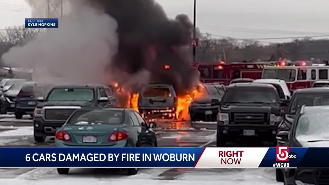 Cars destroyed, damaged in Woburn parking lot fire