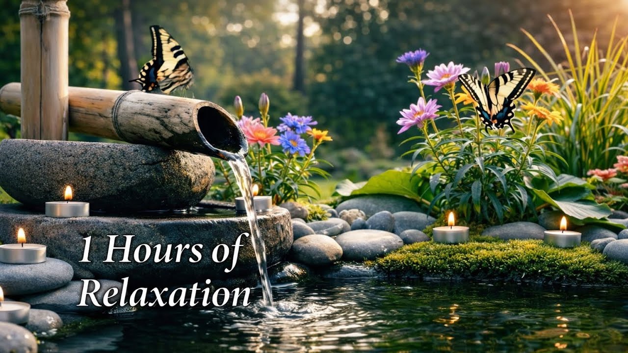 Peaceful Water Fountain Ambience | 1 Hours of Relaxation