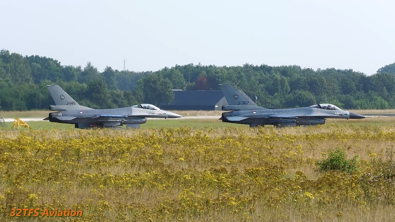 [4K] Volkel; Morning Wave 2X F-16 & 3X  F-35A | Taxi, Take off and RTB