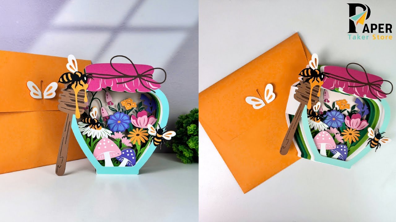 How To Make Paper Cut Pop up Honey Bee Jar