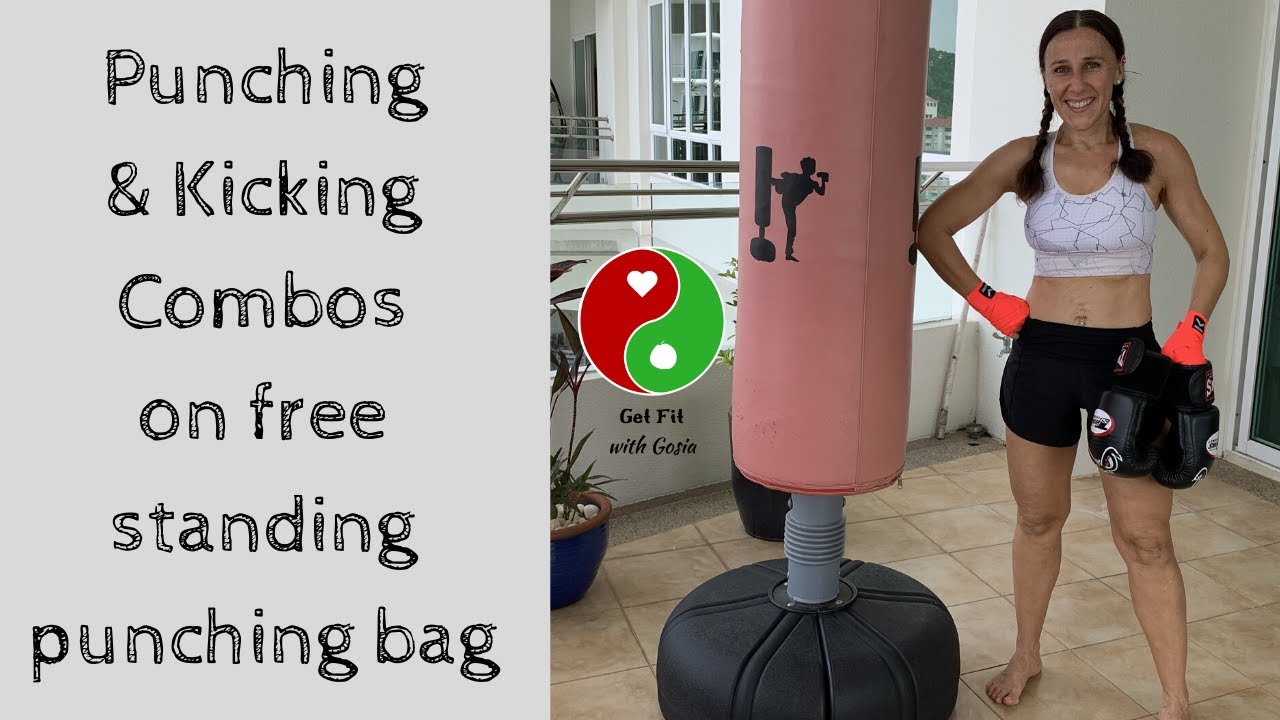 Punching and Kicking Combos on Free-Standing Punching Bag