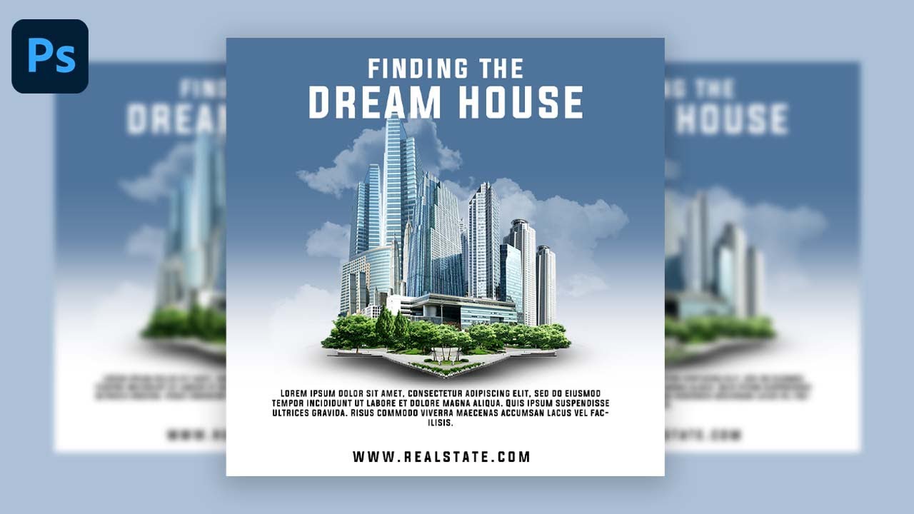 Real Estate Business Social media post design | Photoshop Tutorial