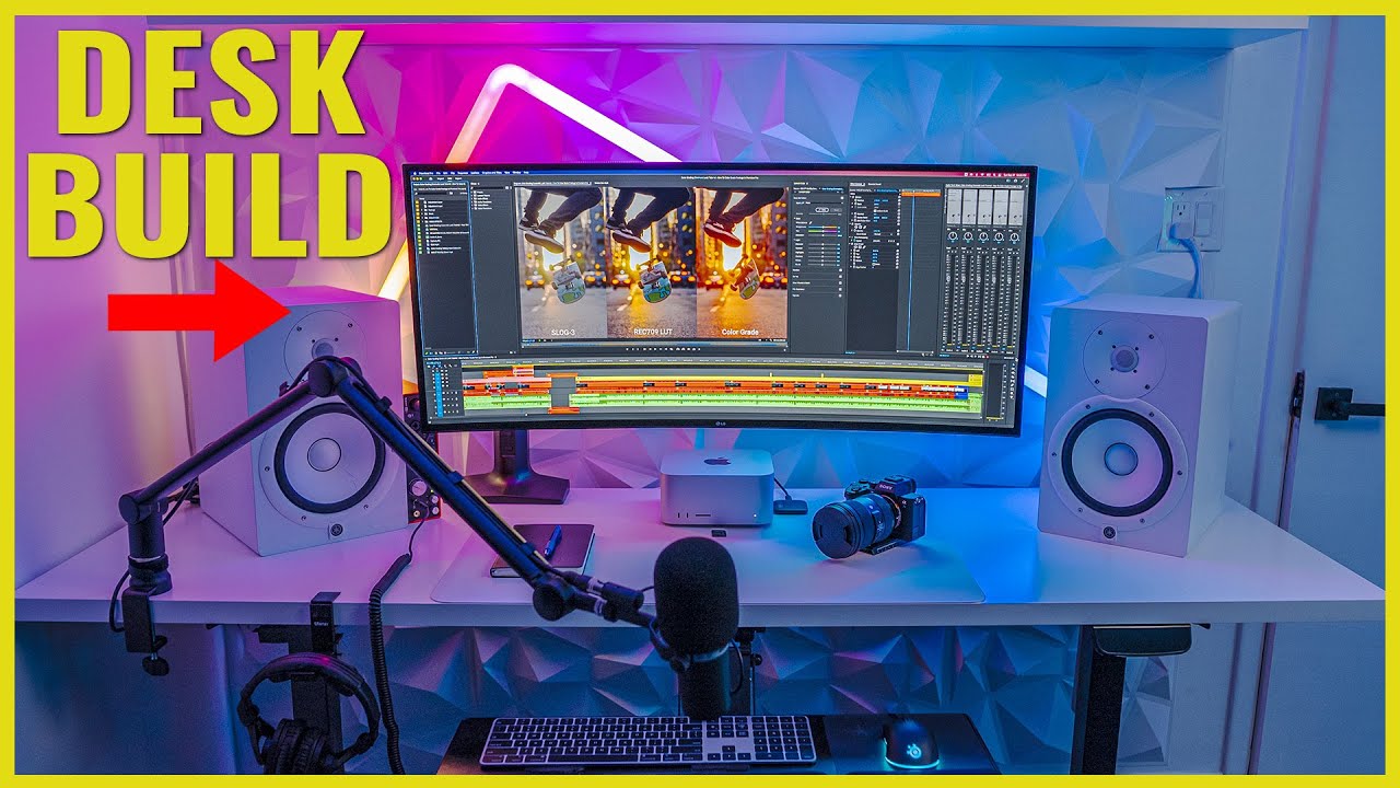 MY NEW VIDEO EDITING DESK SETUP - Modern Desk Build For Productivity
