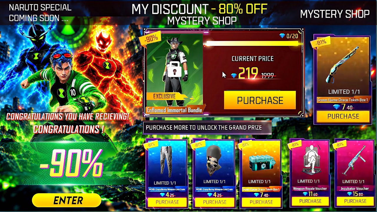 New Mystery Shop Discount Event Free Fire 🔥🤯| Next Lucky Wheel | free fire new event | ff new event