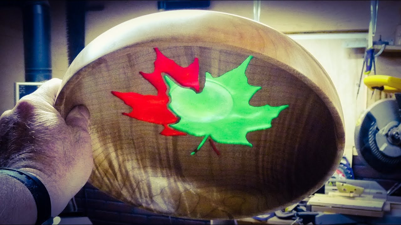 Woodturning a Maple Leaf Bowl - Resin Inlay