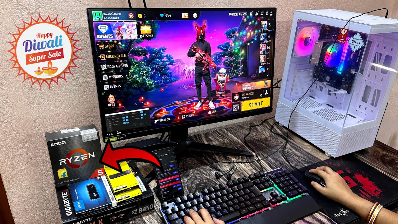 Ryzen 5 5600 gaming PC 16gb freefire | ₹20k under 30k PC build diwali sell flipkart ant-esports ⌨️ 🖱