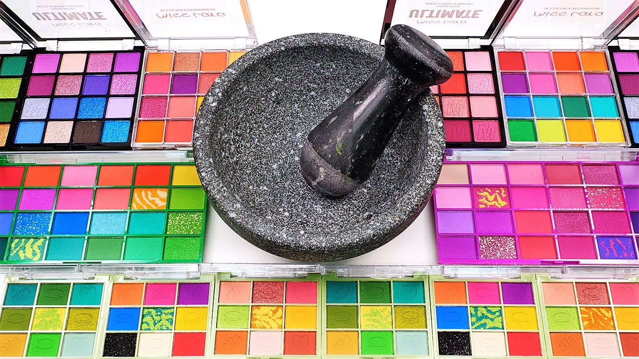Satisfying ASMR Video & Slime Fun : How to Make Rainbow Cosmetics Eyeshadow Makeup Slime #GoGoSlime