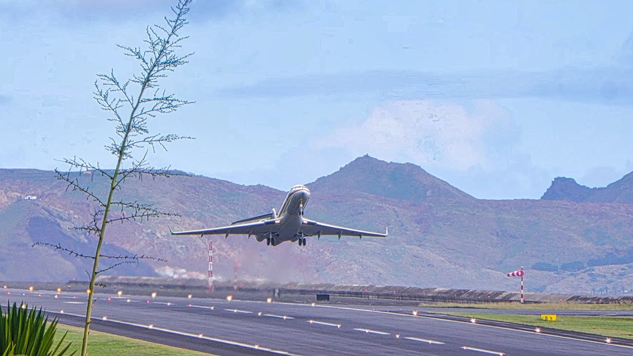 SUPER SHORT TAKEOFF LUFTWAFFE Bombardier Global 6000 at Madeira Airport