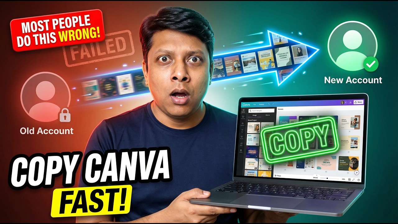 how to COPY Canva project to another account- do THIS to avoid losing work!