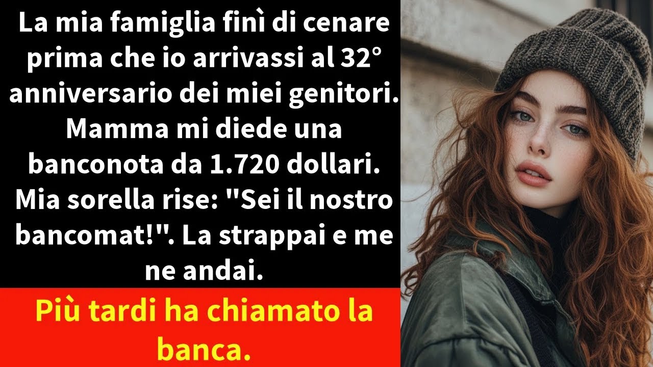 La mia famiglia ha finito di cenare prima che io arrivassi al 32° anniversario dei miei genitori.