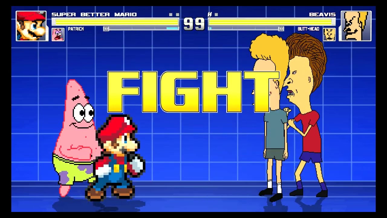 MUGEN: Mario and Patrick VS Beavis and Butthead