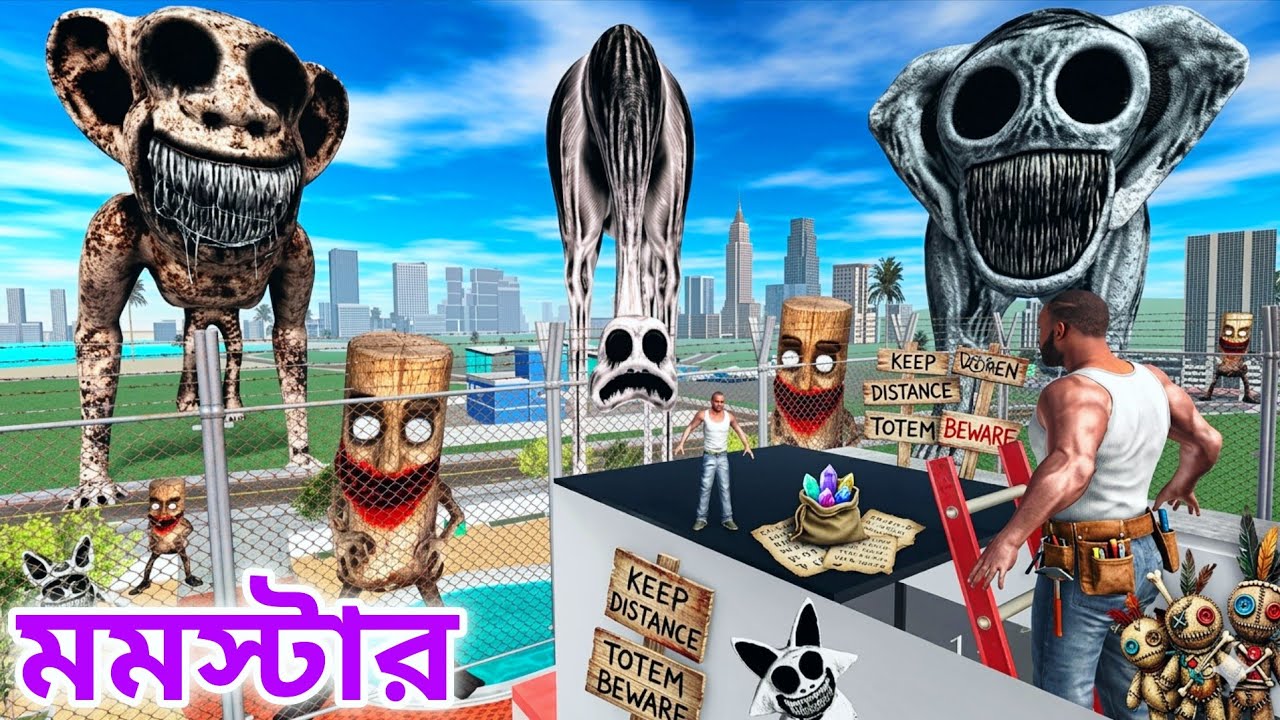 Franklin vs Giant Zoonomaly Monsters! 😱 Saving House in Indian Bikes Driving 3D