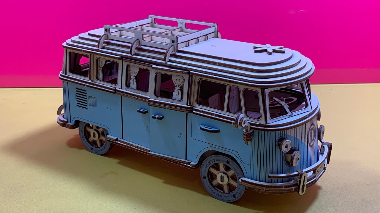 DIY Craft Instruction 3D Wooden Puzzle Camper Van @Diycraftinstruction
