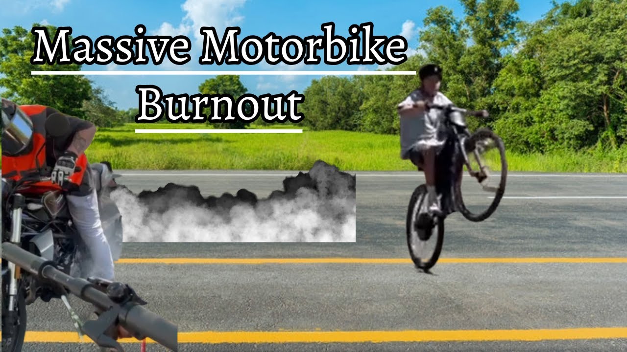 GUY DOES INSANE BURNOUT ON MOTORBIKE *MUST WATCH*