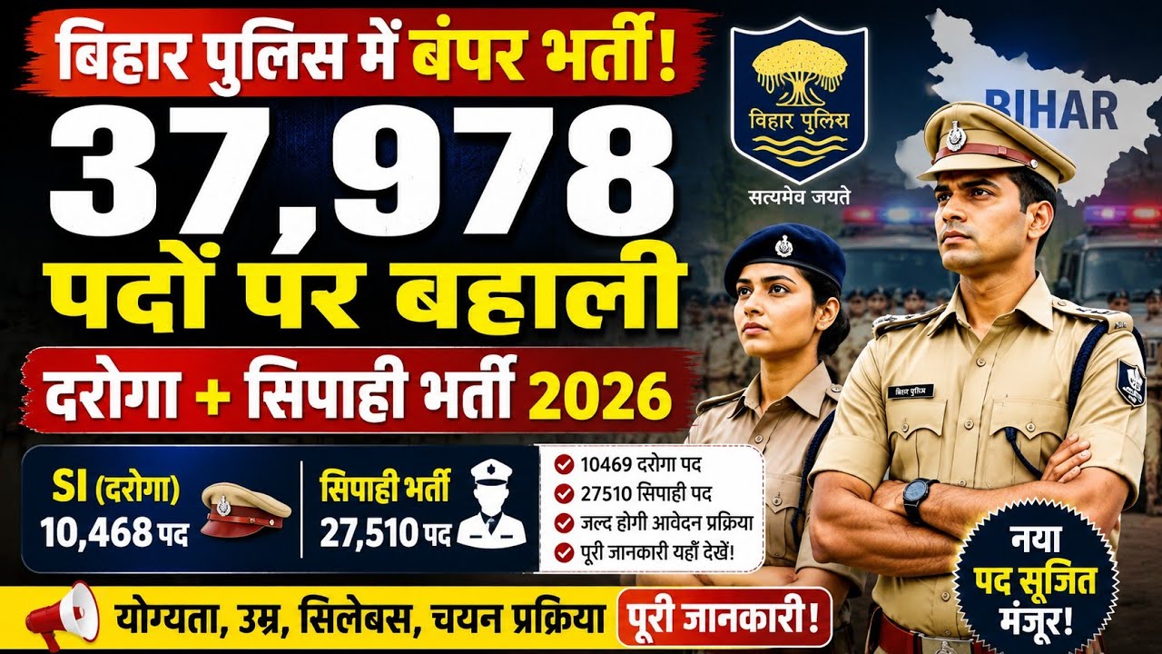 👮 Bihar Police Vacancy 2026 | Bumper recruitment for 37,978 posts, application process will start...