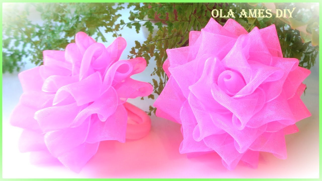 Цветы из лент/Розы из органзы/ Ribbon Flowers how to make/ Flor de fitas/ Ola ameS DIY