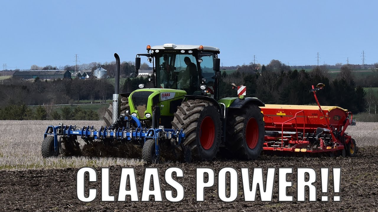 Seeding | Claas Xerion 3800 w/ Dalbo front harrow & Väderstad Rapid 400C