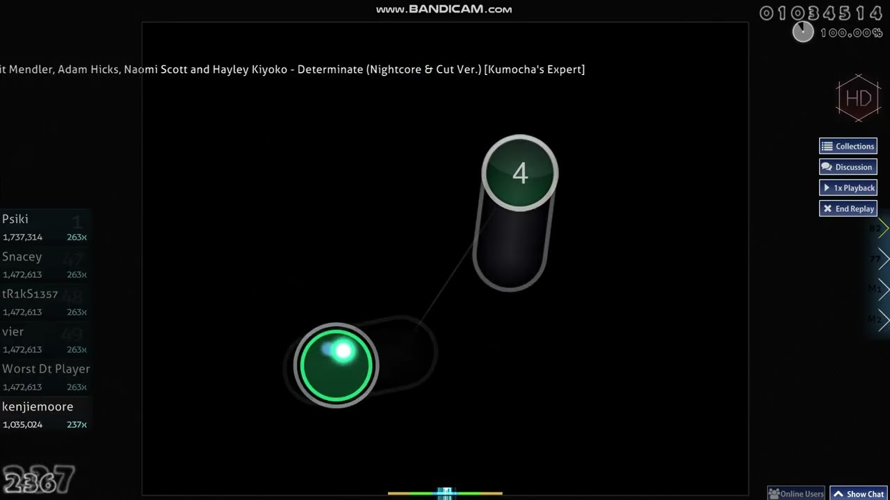 Determinate (Nightcore & Cut Ver.) OSU! [Kumocha's Expert] HD FC S Rank!!!