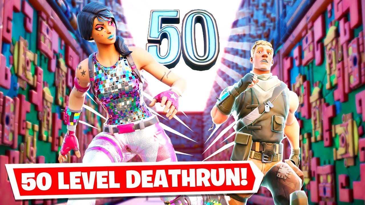 The ULTIMATE 50 Level 1v1 Deathrun Race... (Fortnite Creative)