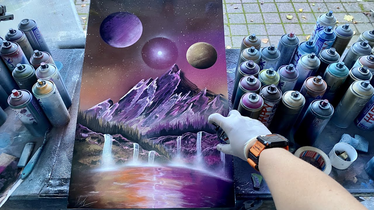 Calming Mountains - SPRAY PAINT ART by Skech