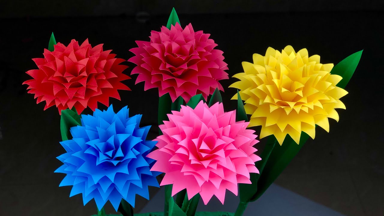3D Paper Flower Making | Home Decor | Paper Flowers | Crafts With Paper | Paper crafts For School