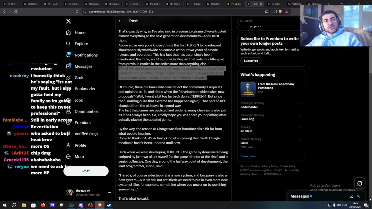 Plantedmedusa responds to Katsuhiro Harada addressing the tekken community (rant)