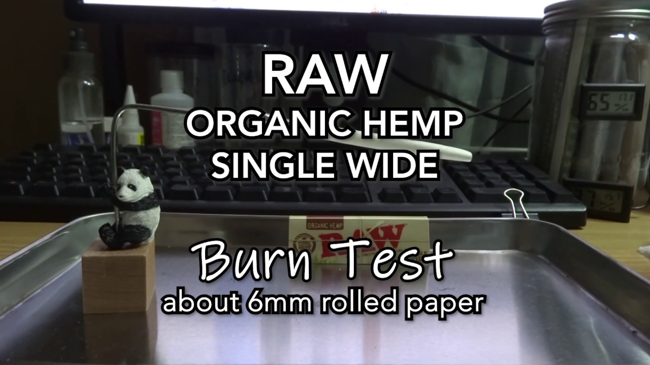 RAW ORGANIC HEMP SINGLE WIDE Rolled paper burn test