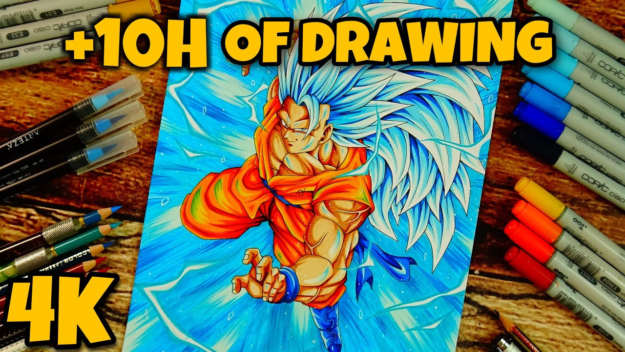 Drawing GOKU SSj3 BLUE in REAL TIME | 4K