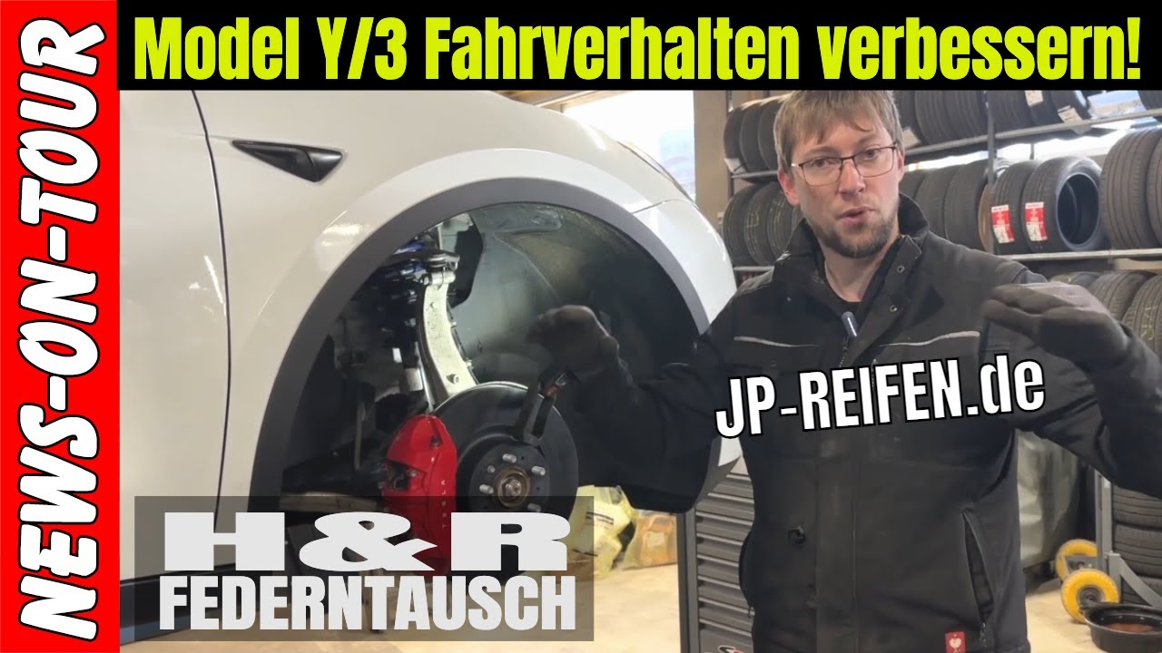 Tesla Model Y/3 Fahrverhalten verbessern! Warum ein H&R Federtausch die L&ouml;sung ist | JP-Reifen.de