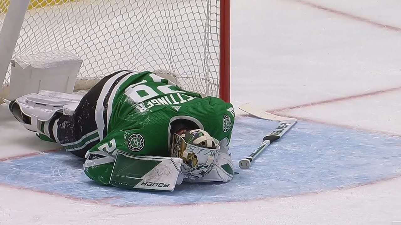 Jake Oettinger Leaves Game After Taking Head Contact From Nicolas Aube-Kubel
